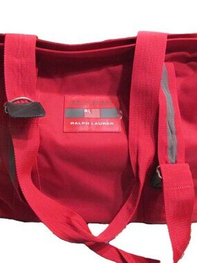 P2525-NWOT Ralph Lauren Red Canvas Polo Sport Duffle with Expanded Pocket